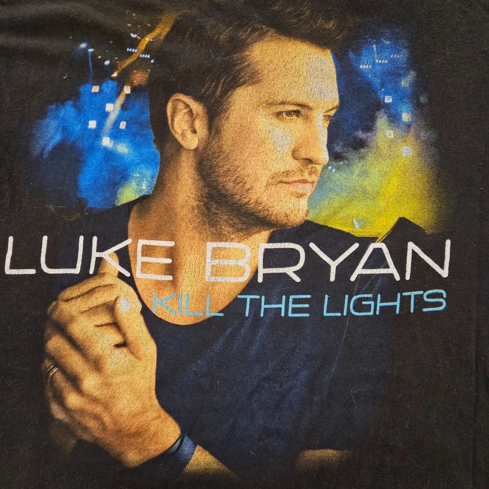 Luke Bryan Kill the‎ Lights Tour Black Short Sleeve Cotton T-Shirt Adult S